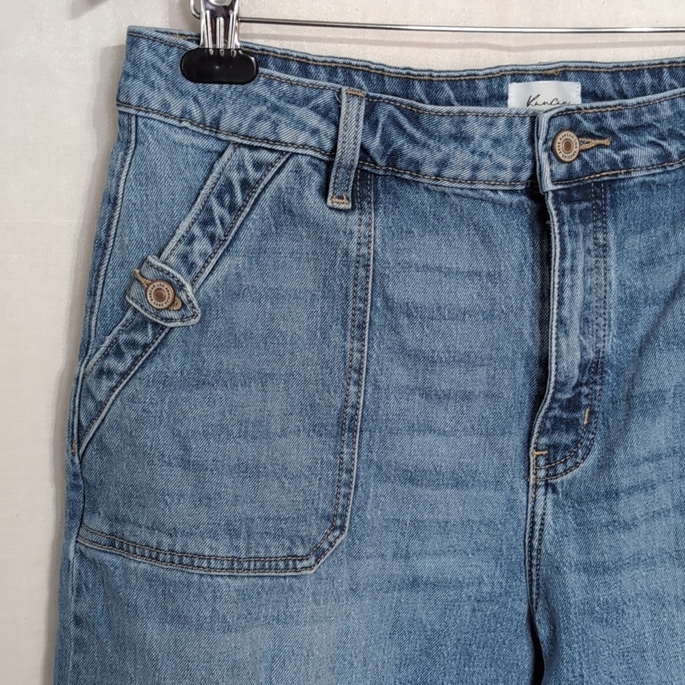 Kancan Light Wash Wide Flare Leg Jeans High Rise Trouser Pockets SIze 15/31 - Picture 2 of 6